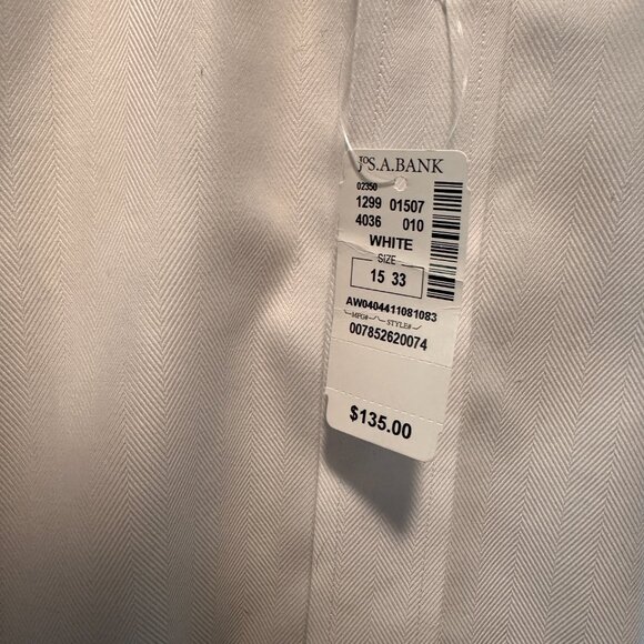 Jos. A. Bank Tailored Fit White Wedding Shirt | Herringbone | Size 15-33 | NWT - Picture 3 of 6